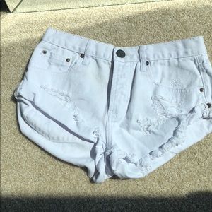 One Teaspoon White Denim Short Shorts